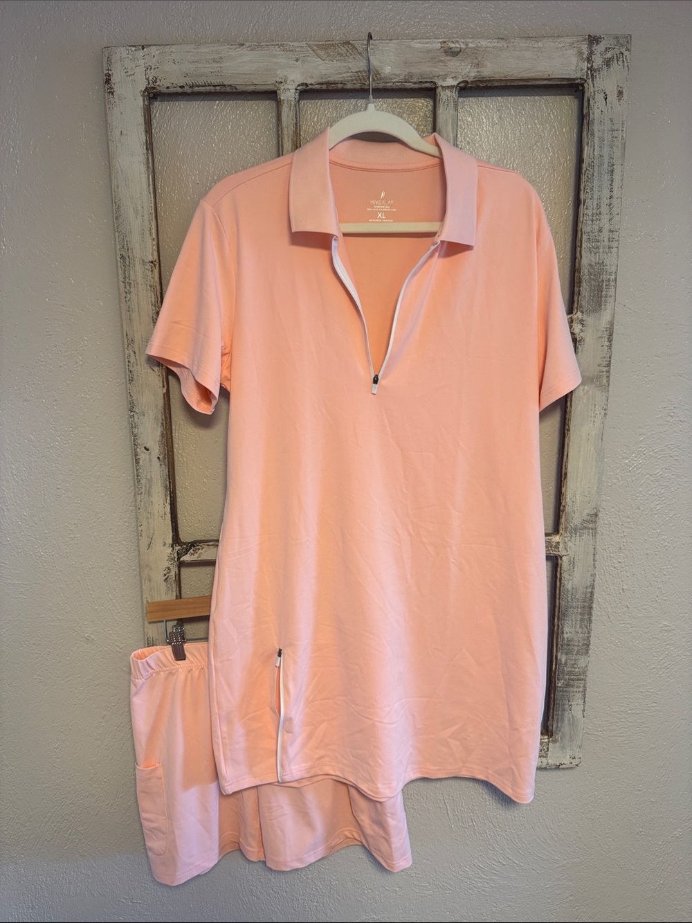Amazon Women's Peach Polo Zip Golf Dress Set